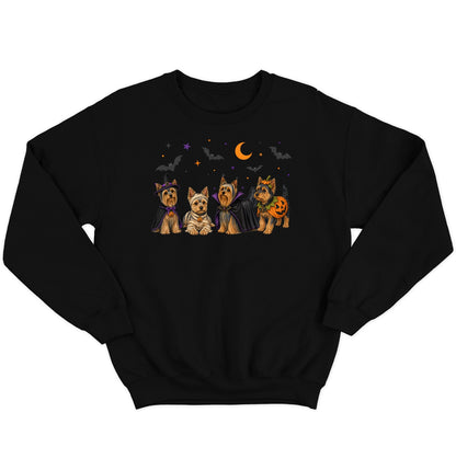 Yorkshire Terrier Halloween Lineup - Adult Unisex Crewneck Sweatshirt