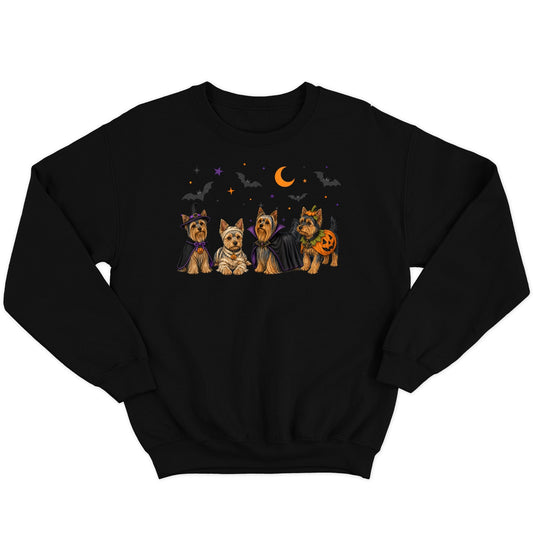 Yorkshire Terrier Halloween Lineup - Adult Unisex Crewneck Sweatshirt