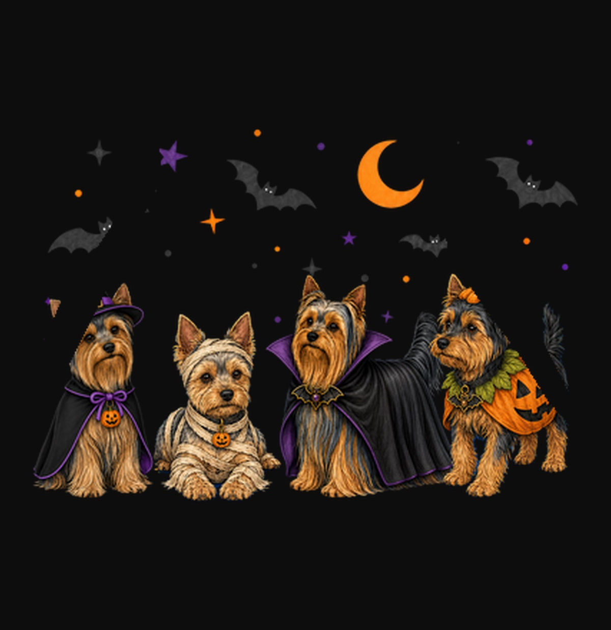 Yorkshire Terrier Halloween Lineup - Adult Unisex Hoodie