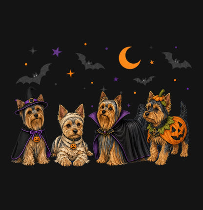 Yorkshire Terrier Halloween Lineup - Kids Unisex T-Shirt