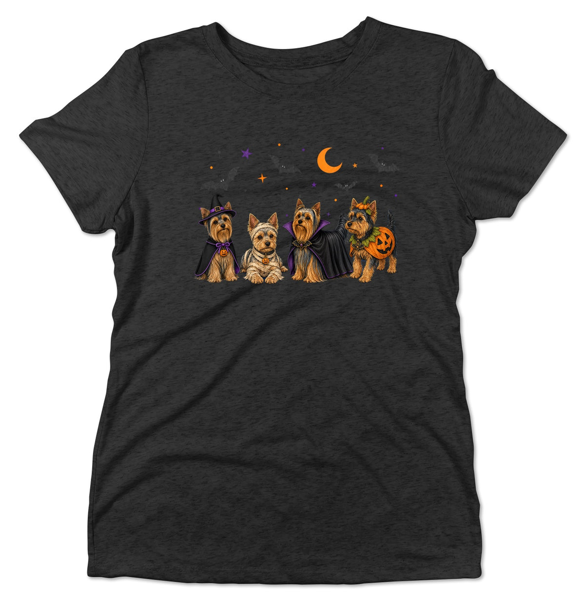 Yorkshire Terrier Halloween Lineup - Women's Tri-Blend T-Shirt