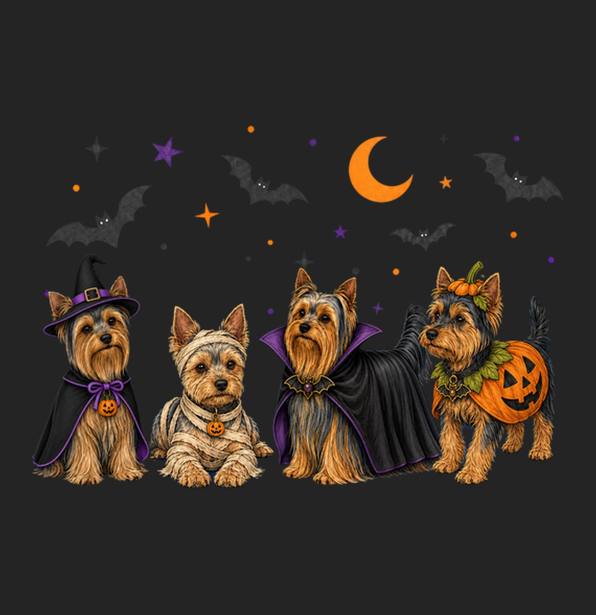 Yorkshire Terrier Halloween Lineup - Women's Tri-Blend T-Shirt