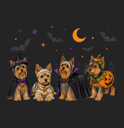 Yorkshire Terrier Halloween Lineup - Women's Tri-Blend T-Shirt