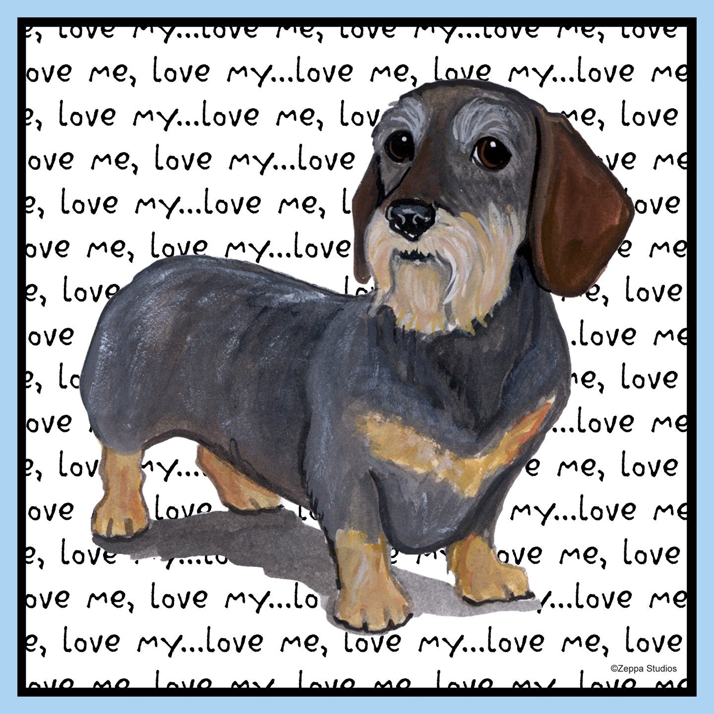 Wire Haired Dachshund Love Text - Adult Unisex T-Shirt