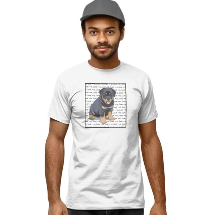 Animal Pride - Rottweiler Puppy Love Text - Adult Unisex T-Shirt