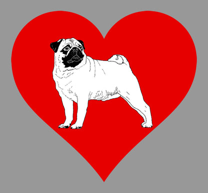 Pug on Heart Left Chest - Women's Full-Zip Hoodie Sweatshirt