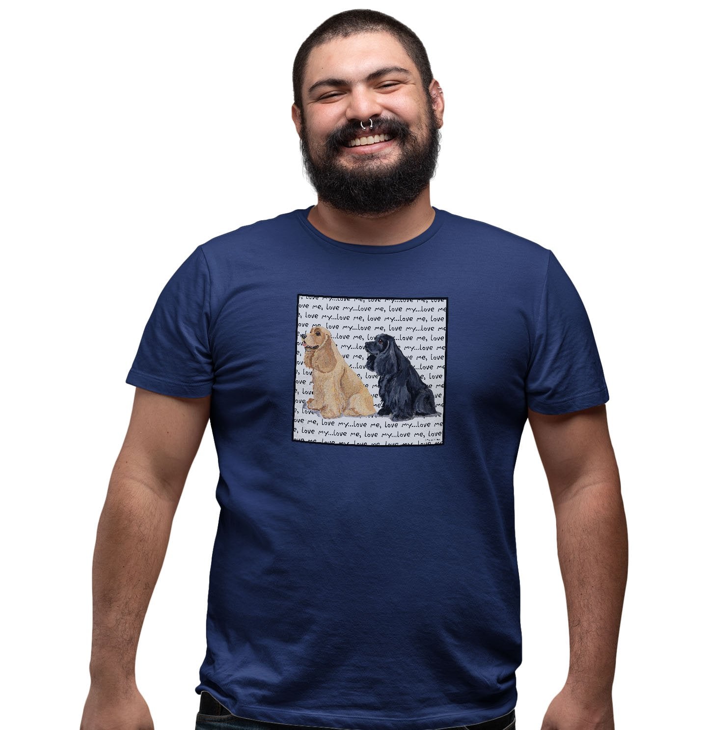 American Cocker Spaniel Love Text - Adult Unisex T-Shirt