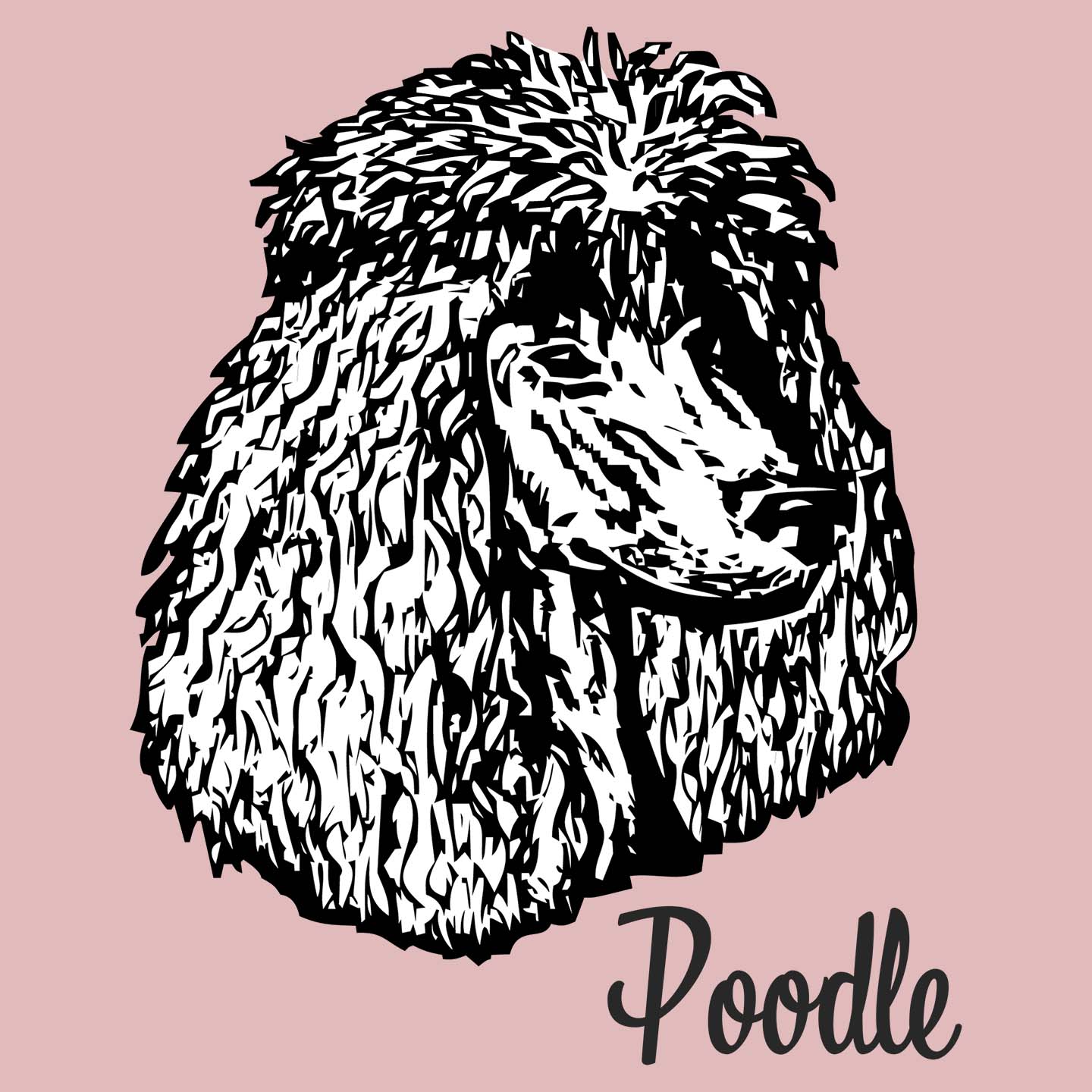 White Poodle Headshot - Women's Fitted T-Shirt