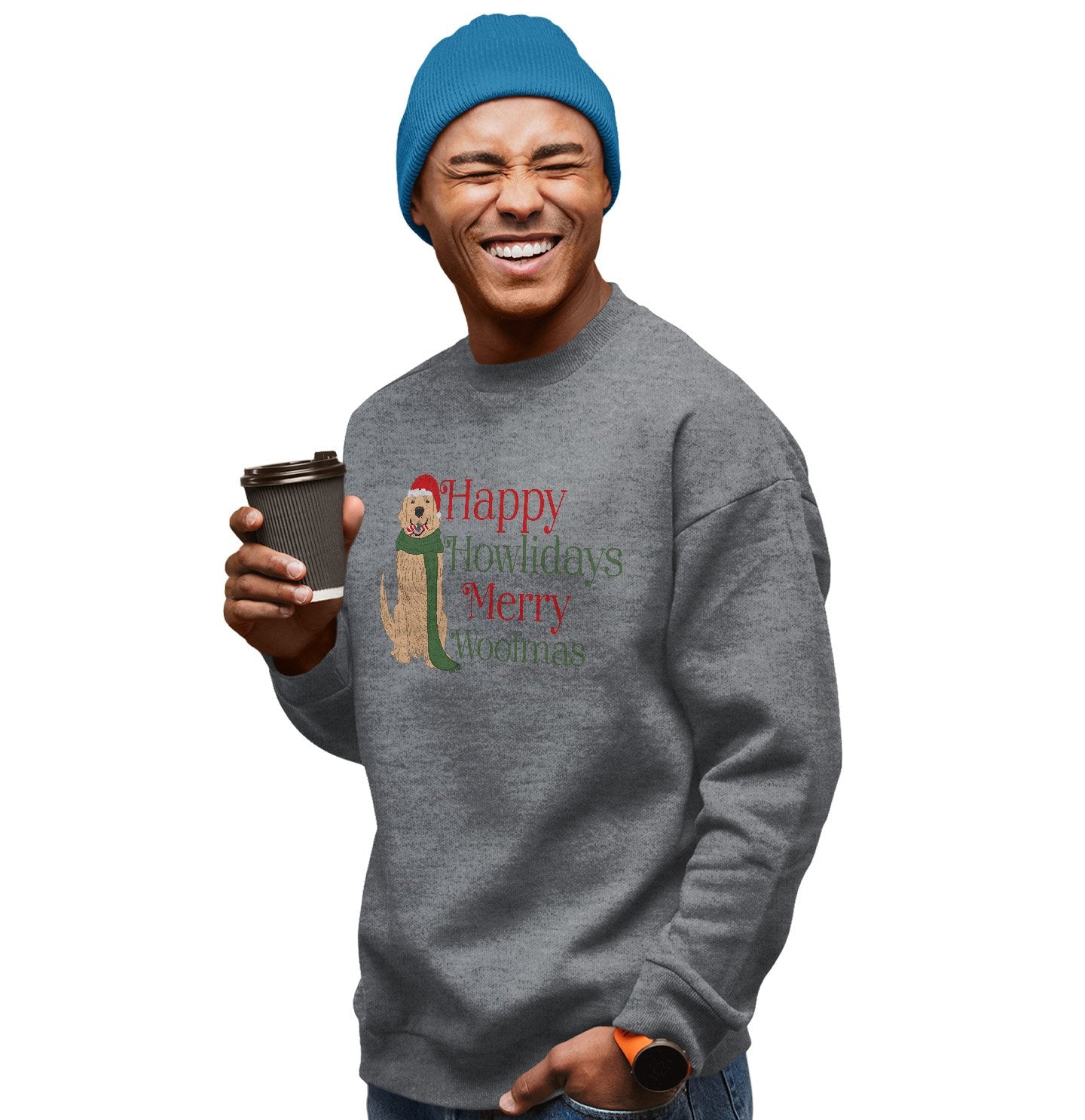 Animal Pride - Merry Woofmas Golden Retriever - Adult Unisex Crewneck Sweatshirt