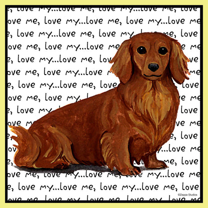 Long Haired Dachshund Love Text - Women's Fitted T-Shirt