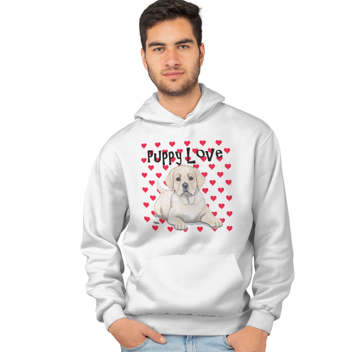 Animal Pride - Yellow Lab Puppy Love - Adult Unisex Hoodie Sweatshirt