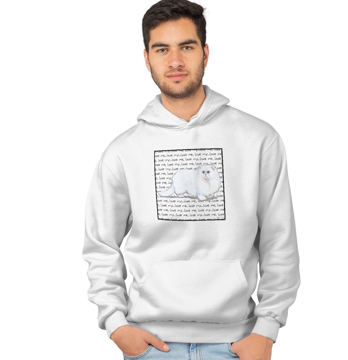 Persian Cat Love Text - Adult Unisex Hoodie Sweatshirt