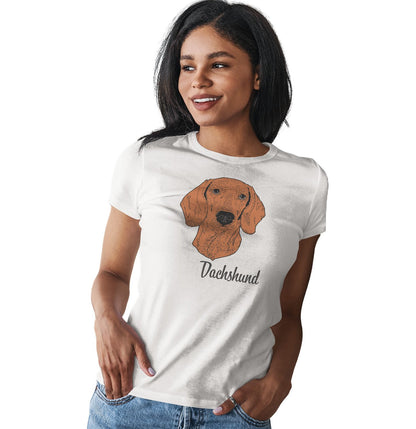 Red Dachshund Headshot - Women's Fitted T-Shirt