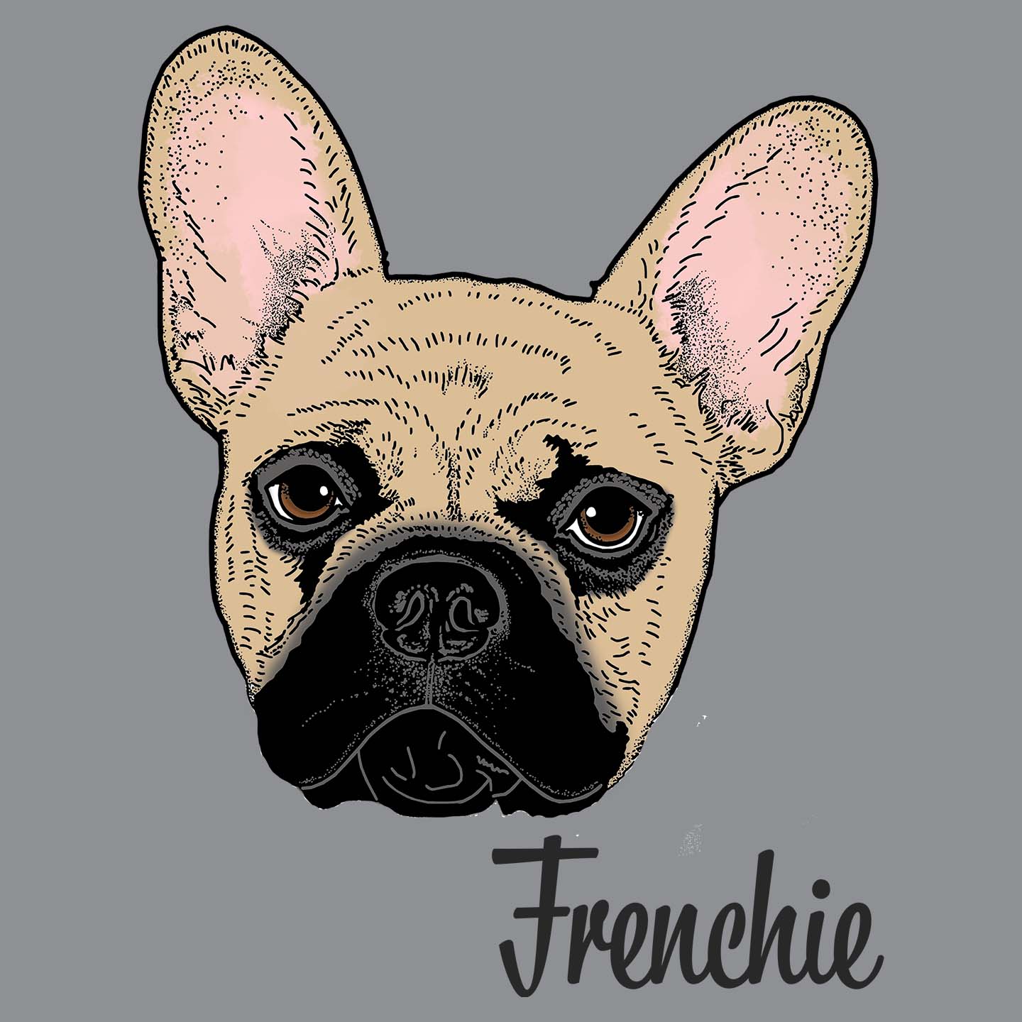 Tan Frenchie Headshot - Adult Unisex Long Sleeve T-Shirt