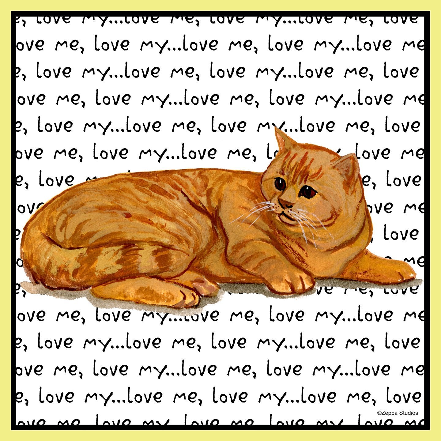 Orange Tabby Love Text - Women's Fitted T-Shirt