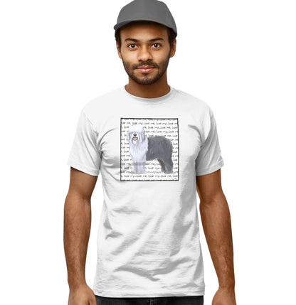 Old English Sheepdog Love Text - Adult Unisex T-Shirt