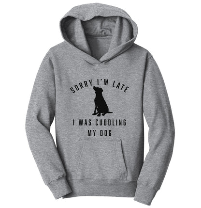 Animal Pride - Sorry I'm Late Dog Cuddling Labrador Silhouette - Kids' Unisex Hoodie Sweatshirt