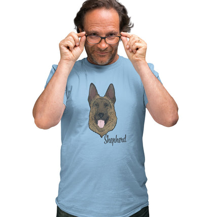 Black & Tan German Shepherd Headshot - Adult Unisex T-Shirt