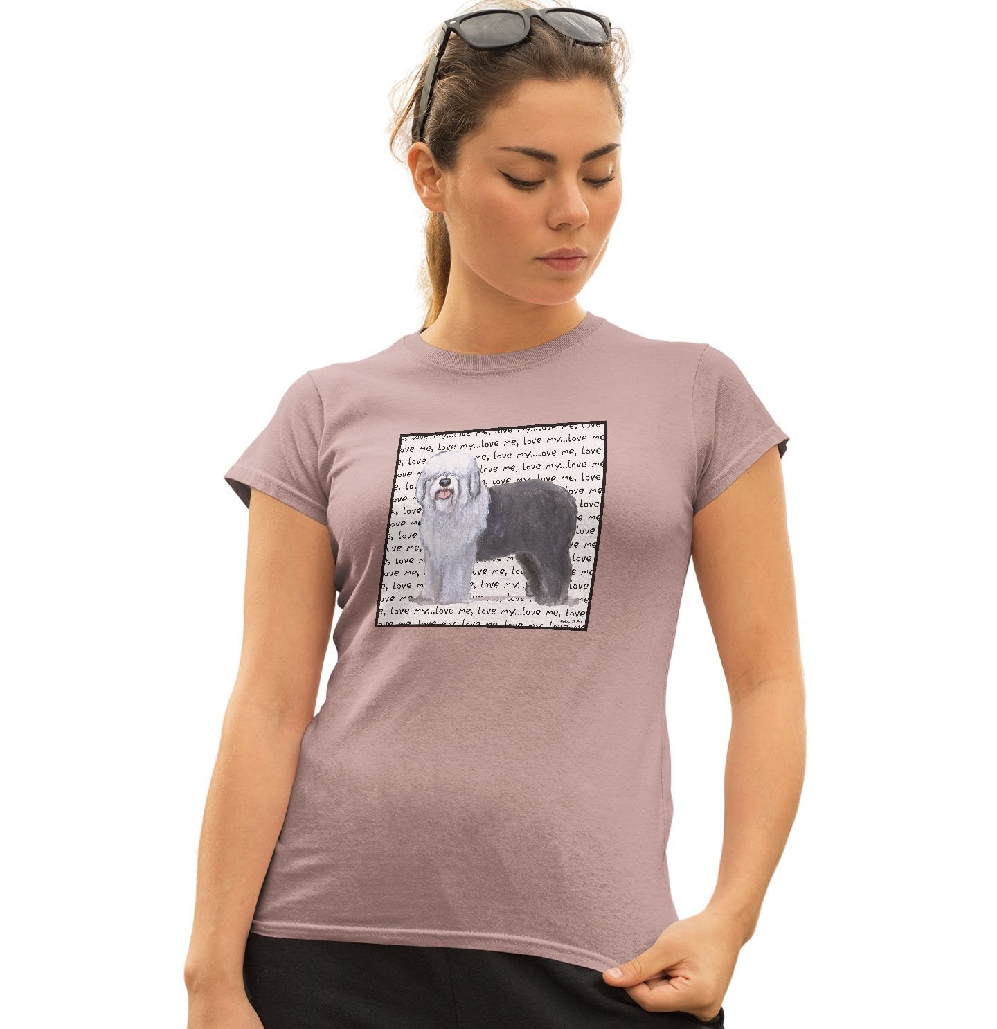 Animal Pride - Old English Sheepdog Love Text - Women's Fitted T-Shirt