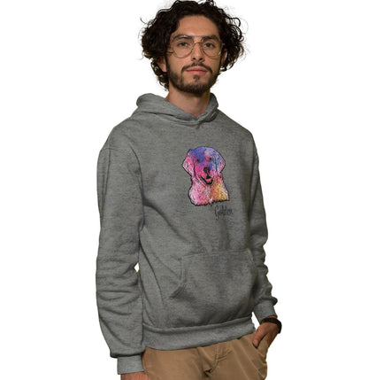 Colorful Golden Retriever Headshot - Adult Unisex Hoodie Sweatshirt