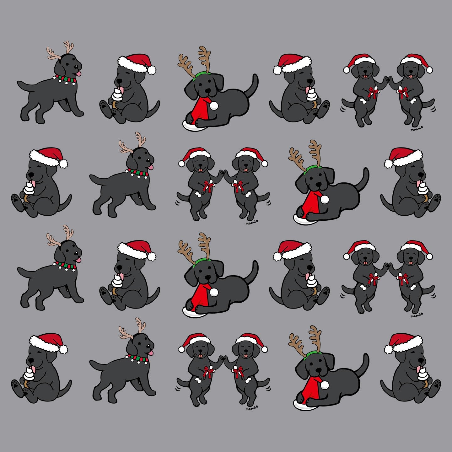 Christmas Black Lab Puppy Pattern - Adult Adjustable Face Mask