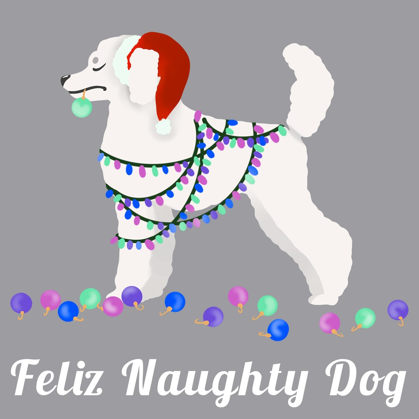 Feliz Naughty Dog Poodle - Adult Unisex Long Sleeve T-Shirt