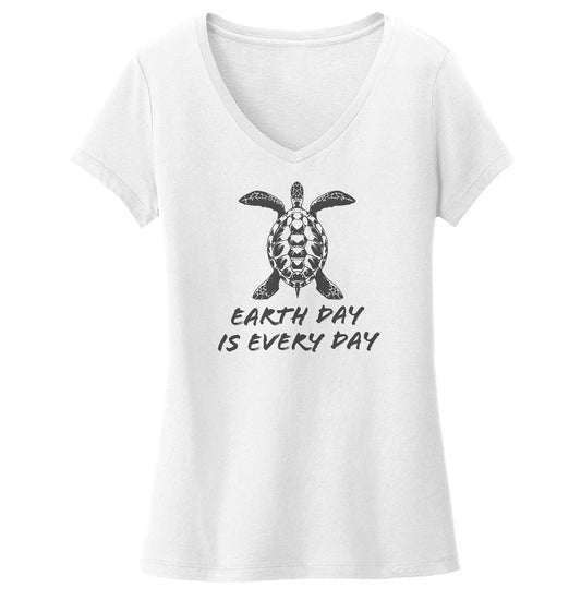 Animal Pride - Earth Day is Every Day Sea Turtle - Women's V-Neck T-Shirt