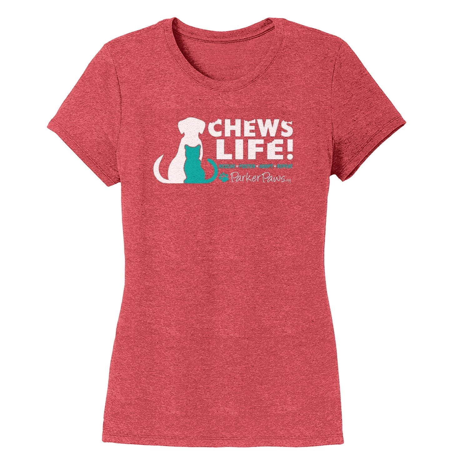 Parker Paws Logo Chews Life - Women's Tri-Blend T-Shirt