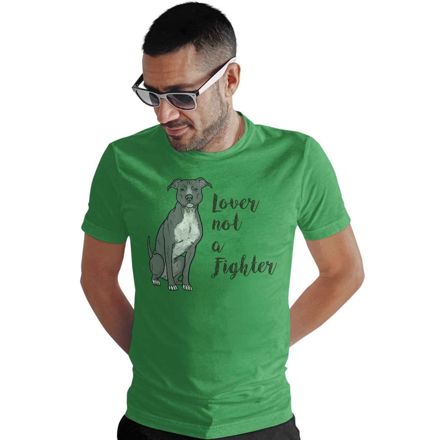 Grey Pit Bull Lover Not Fighter - Adult Unisex T-Shirt