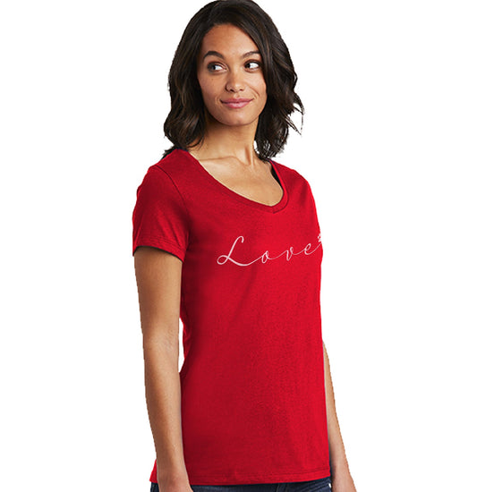 Animal Pride - Love Script Paw - Women's V-Neck T-Shirt