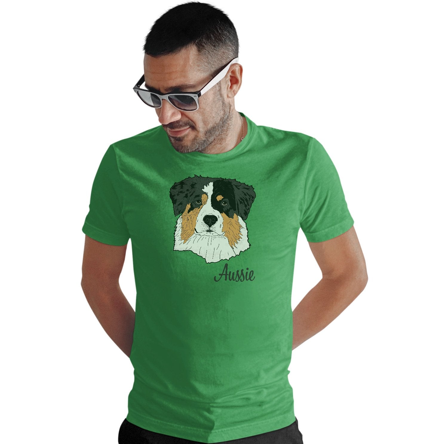 Tri-Color Aussie Headshot - Adult Unisex T-Shirt