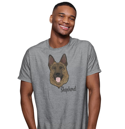 Black & Tan German Shepherd Headshot - Adult Unisex T-Shirt