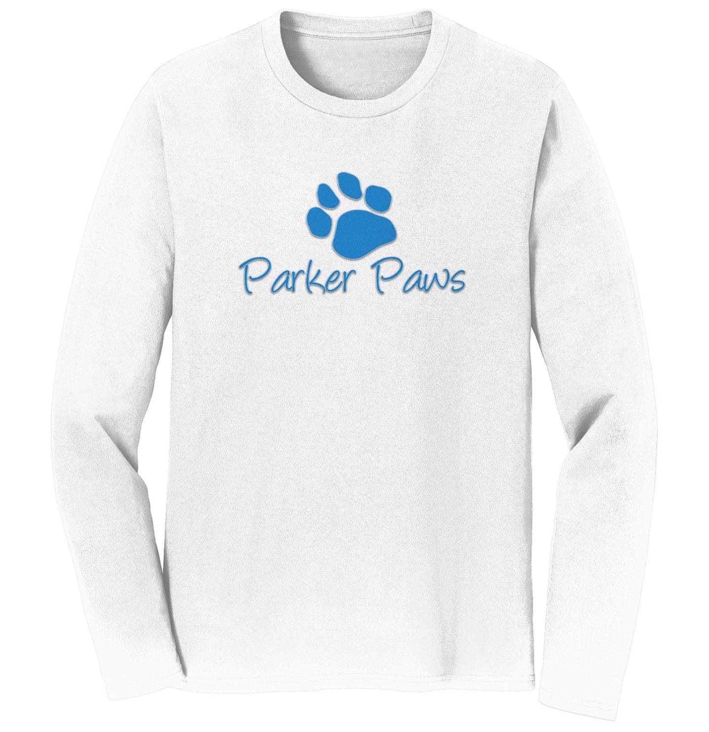 Parker Paws Blue Paw Print Logo - Adult Unisex Long Sleeve T-Shirt