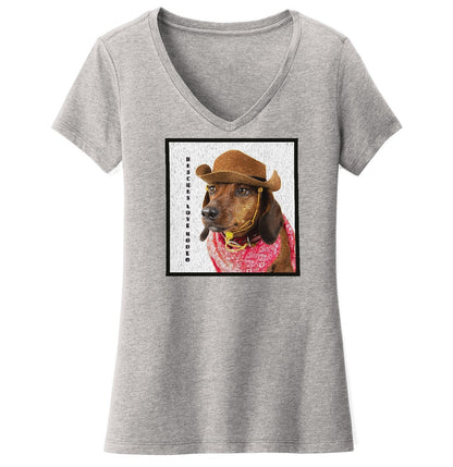 Rodeo Dachshund - Women's V-Neck T-Shirt