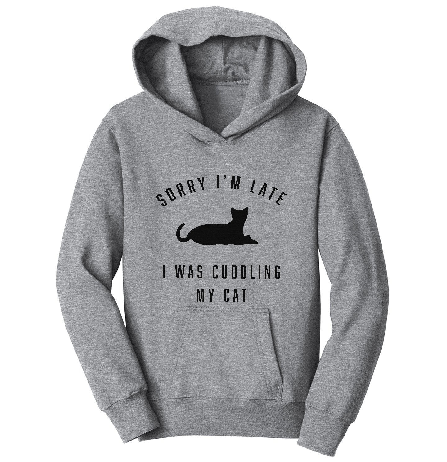 Animal Pride - Sorry I'm Late Cat Cuddling Silhouette - Kids' Unisex Hoodie Sweatshirt