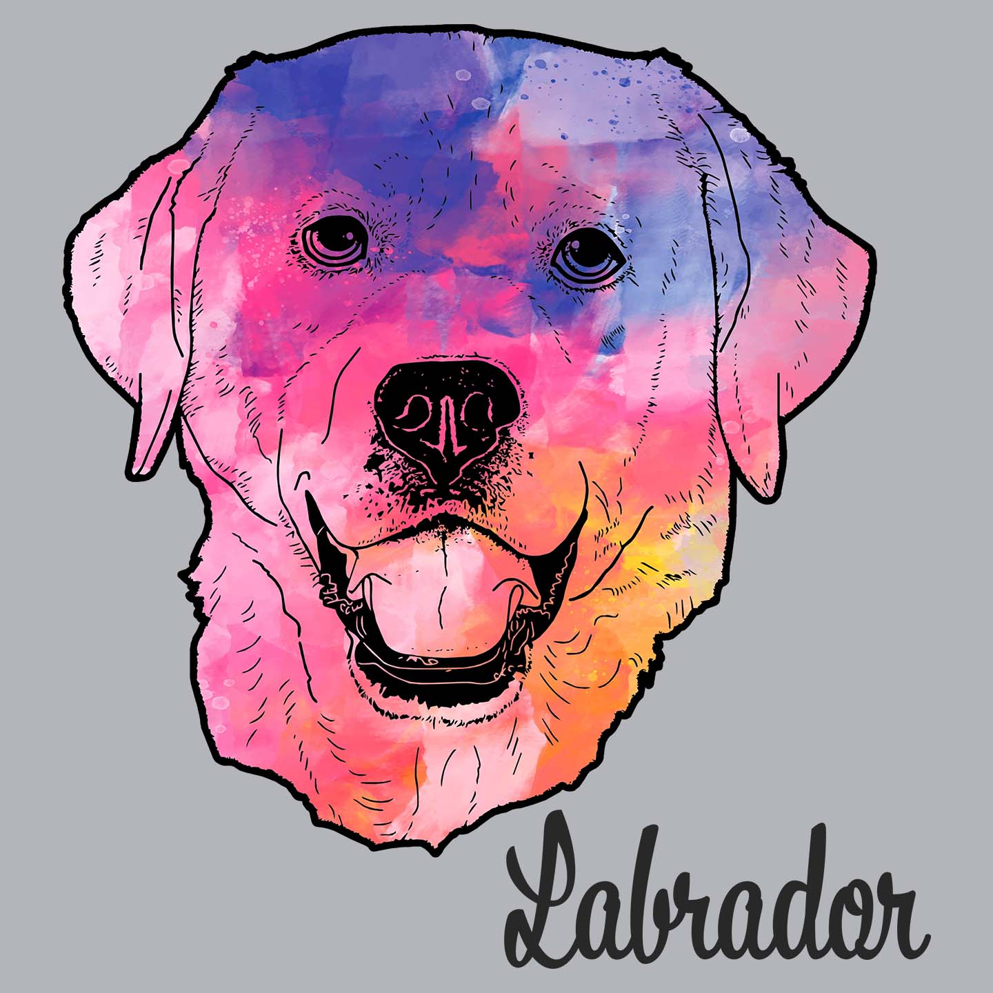 Colorful Labrador Headshot - Adult Unisex Long Sleeve T-Shirt