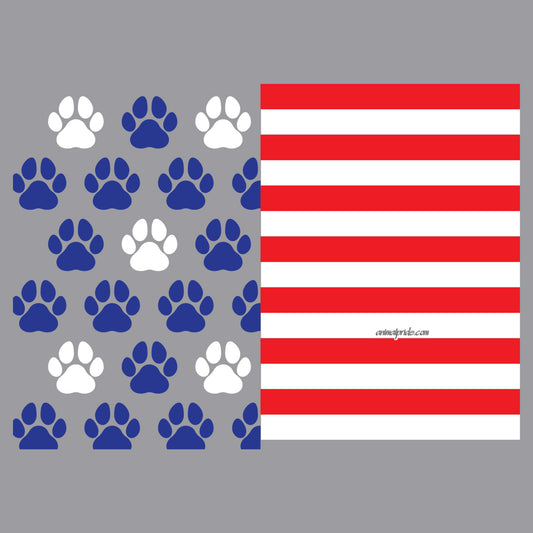 USA Flag Blue Paw Prints - Adult Adjustable Face Mask