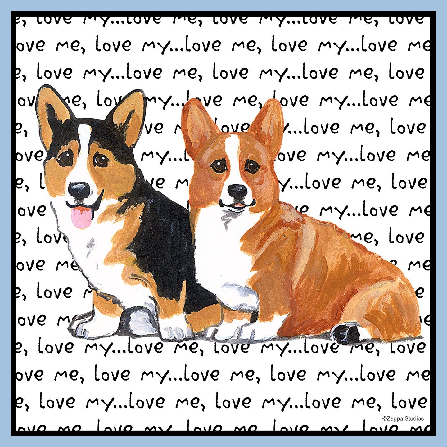 Two Corgi Love Text - Women's Fitted T-Shirt