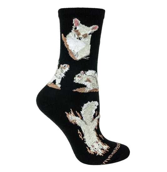 Animal Pride - Squirrel on Black - Adult Cotton Crew Socks