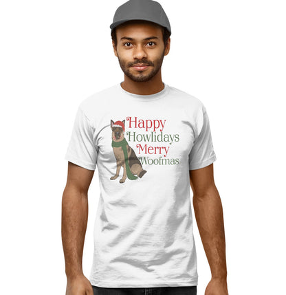 Merry Woofmas German Shepherd - Adult Unisex T-Shirt