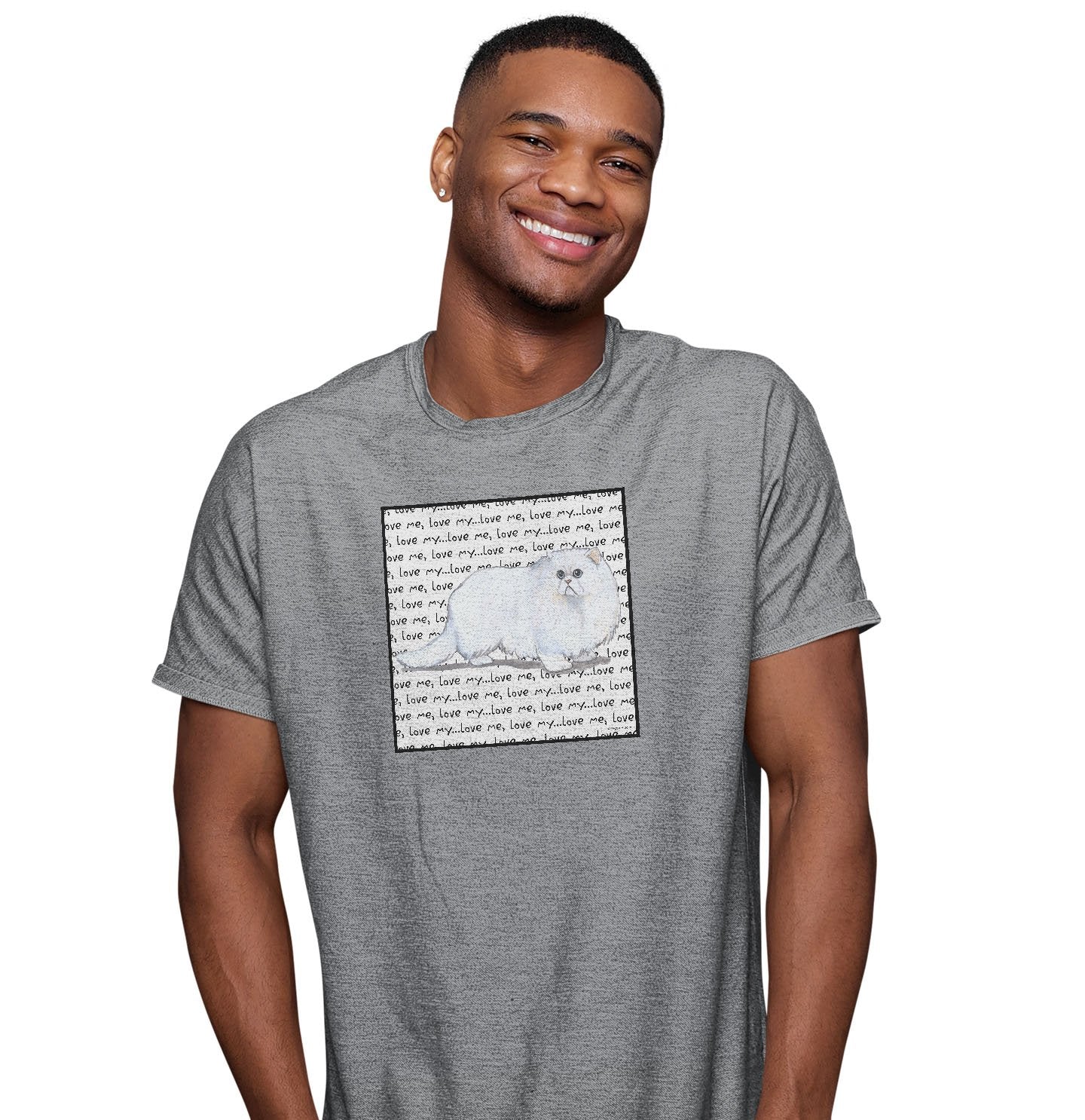 Persian Cat Love Text - Adult Unisex T-Shirt