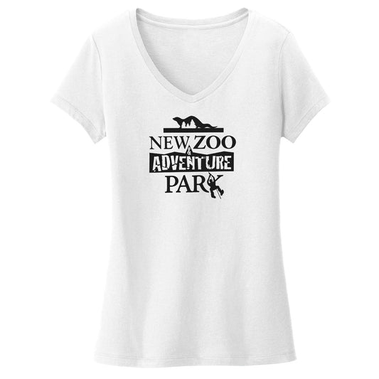 NEW Zoo and Adventure Park Black & White Logo - Women's V-Neck T-Shirt