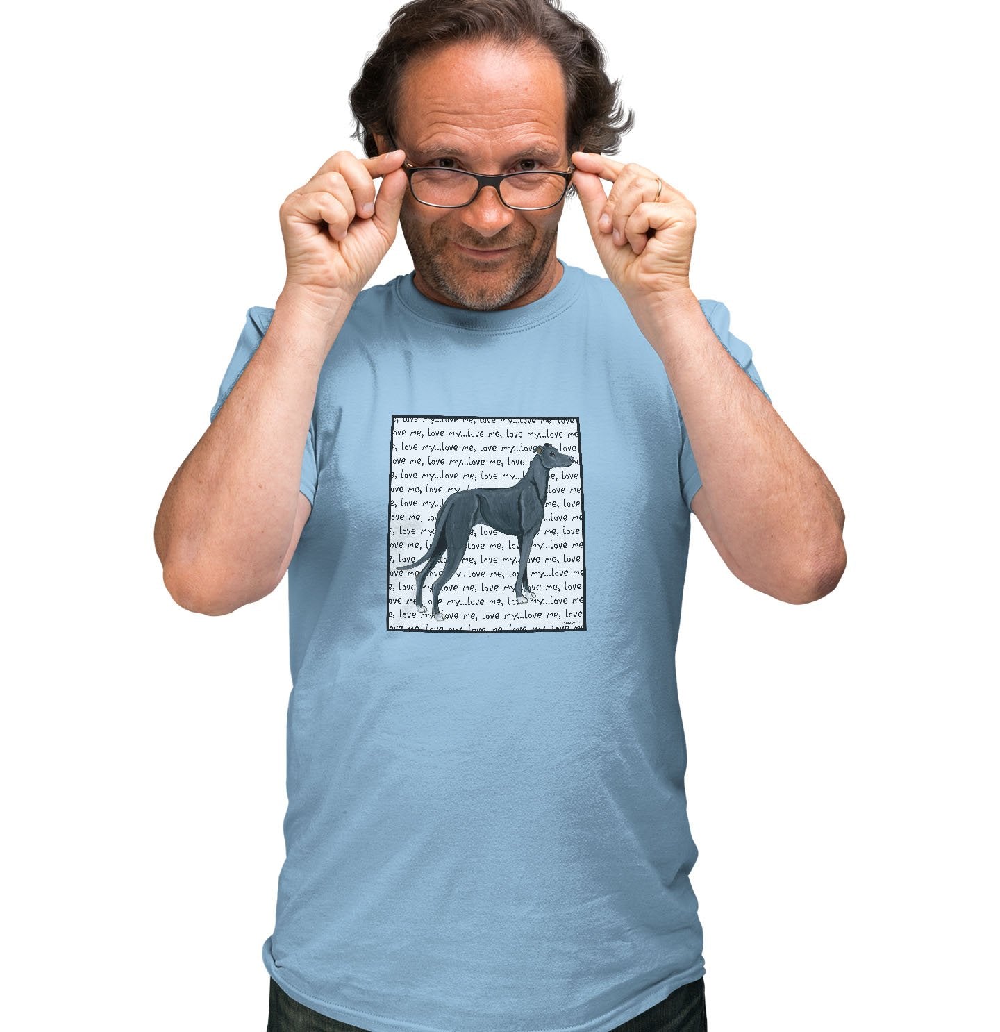 Animal Pride - Black Greyhound Love Text - Adult Unisex T-Shirt