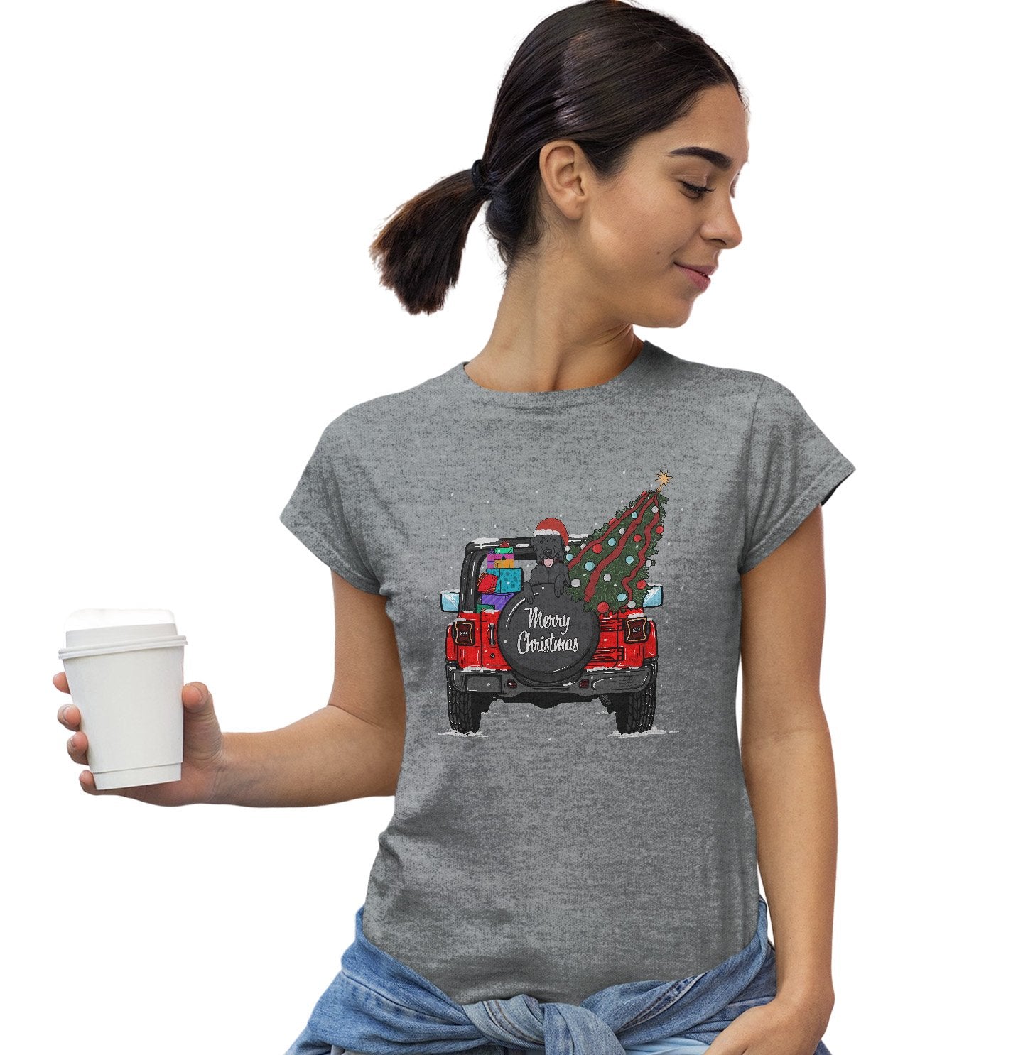 Christmas Jeep Black Lab - Women's Fitted T-Shirt