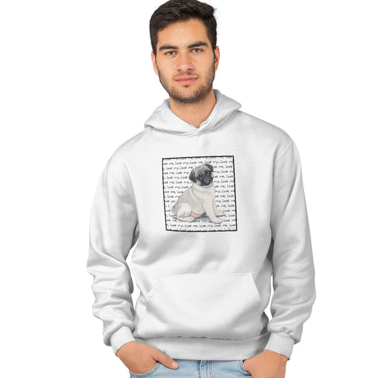 Animal Pride - Pug Puppy Love Text - Adult Unisex Hoodie Sweatshirt