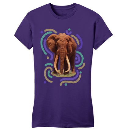 Wiggly Lines Elephant - Women's Fitted T-Shirt