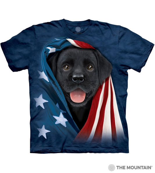 The Mountain Patriotic Black Labrador Puppy Youth Shirt