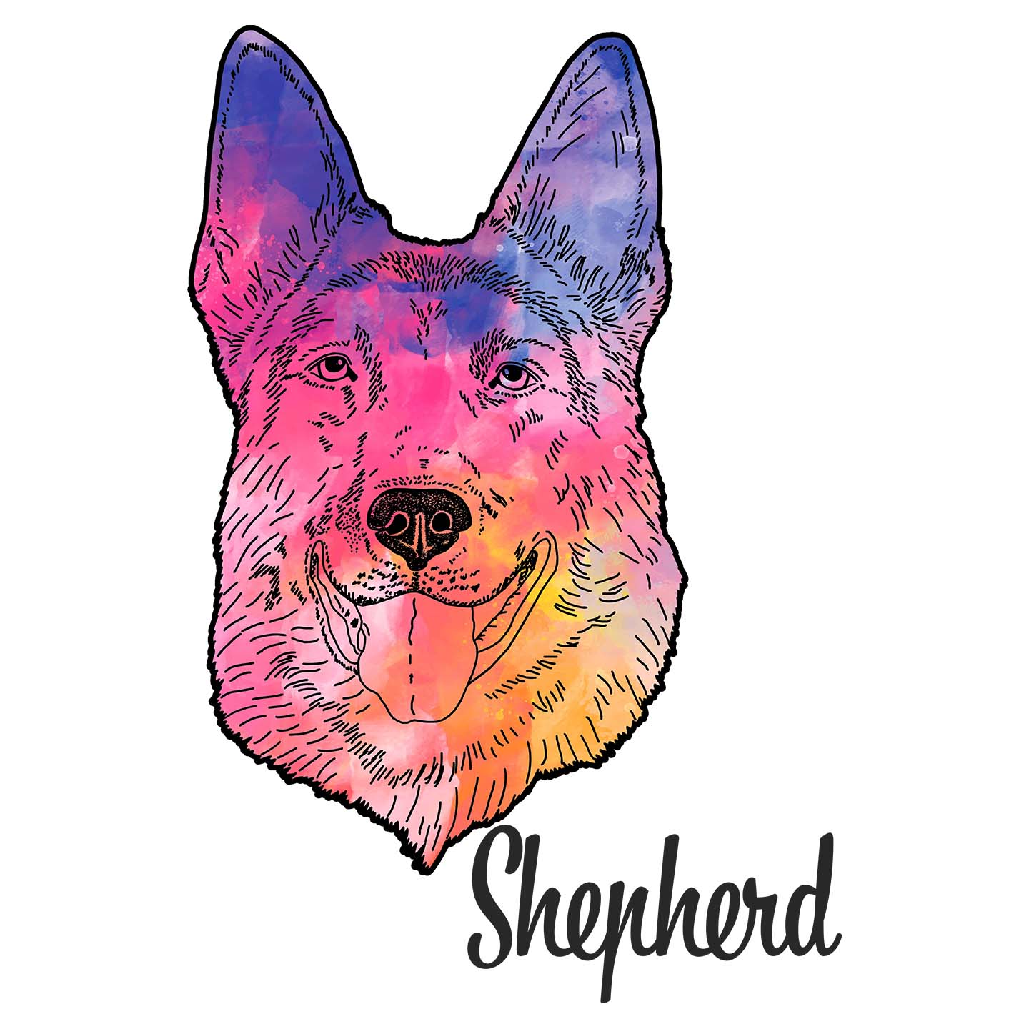 Colorful German Shepherd Headshot - Women's V-Neck T-Shirt