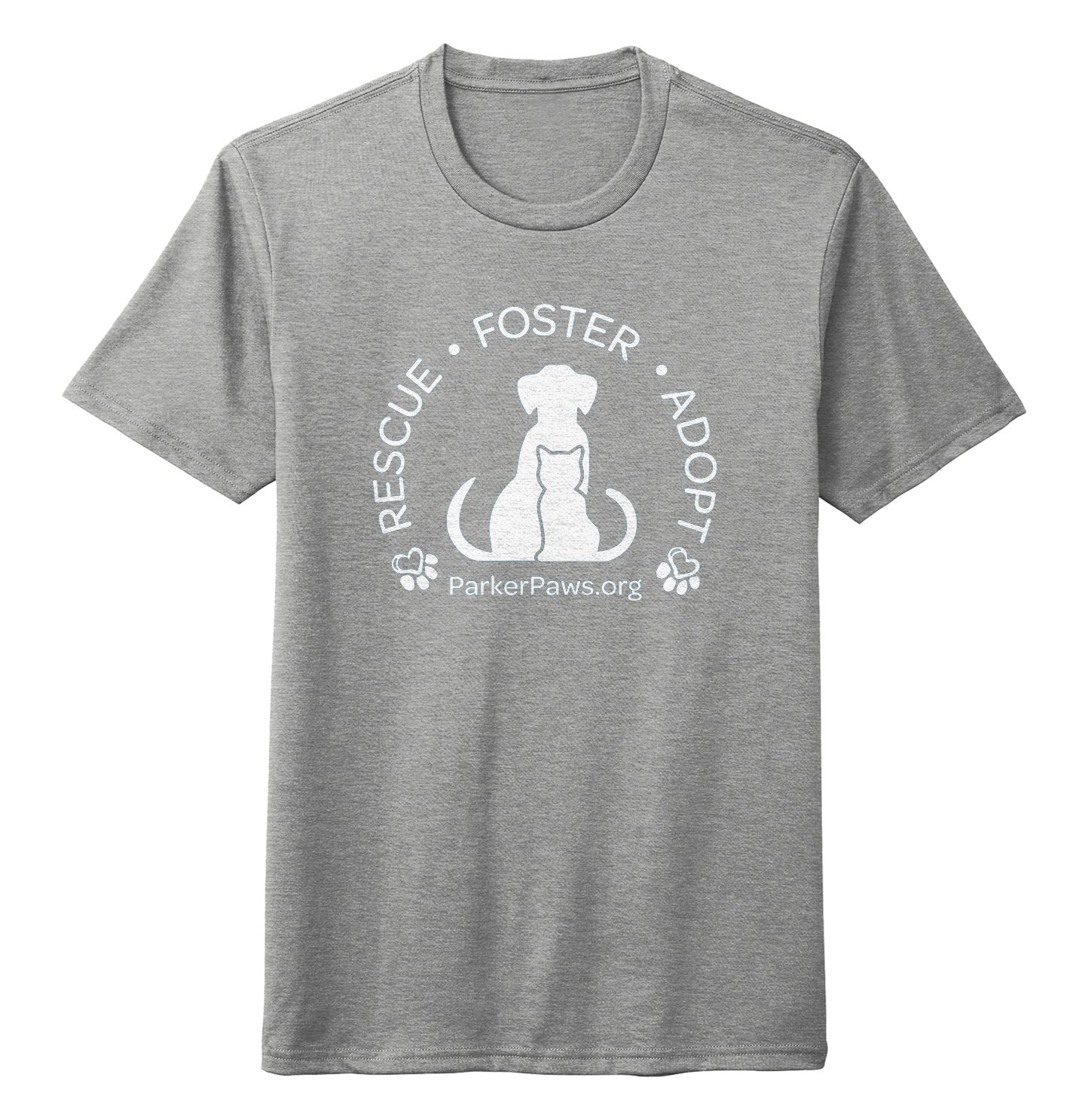 Parker Paws Logo Rescue Foster Adopt - Adult Tri-Blend T-Shirt