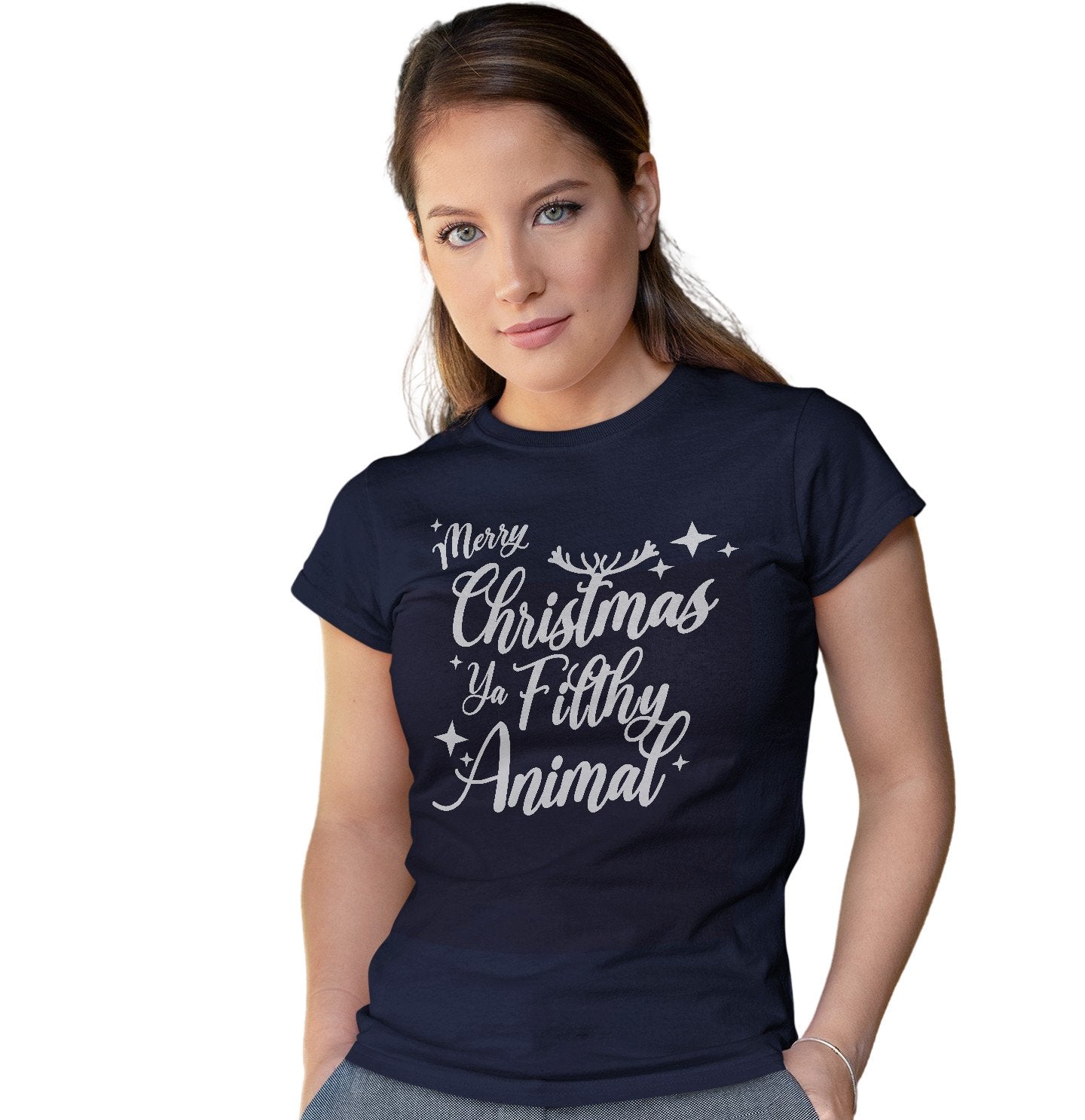 Merry Christmas ya Filthy Animal - Women's Fitted T-Shirt